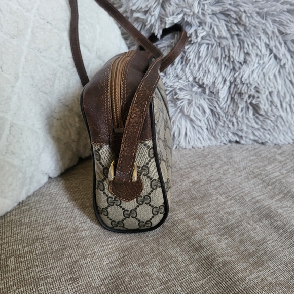 Gucci "GG" Supreme Sherry Web Camera Brown Leather Coated Canvas Cross Body - Picture 3 of 13